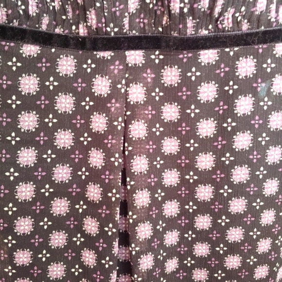 Vintage Sheer Blouse with Cami Pretty Floral Pattern Long Sleeves - Picture 6 of 11